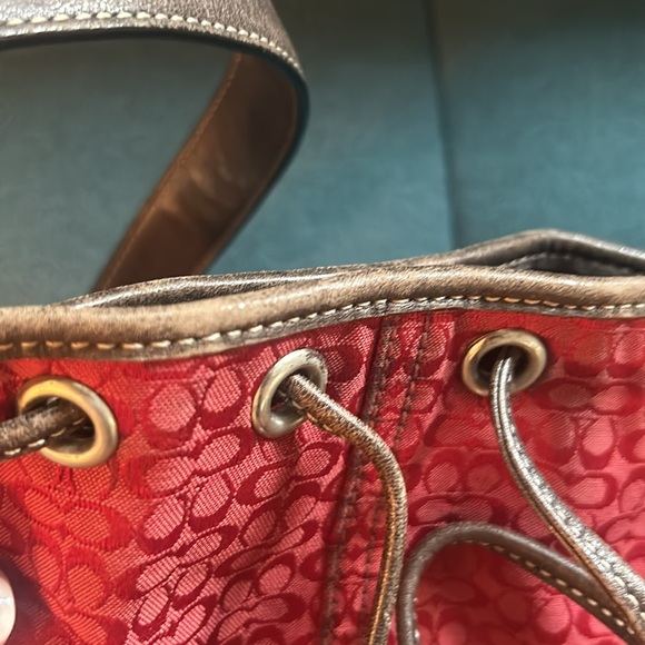 Coach 6387 Signature Drawstring Crossbody Bag Wine Color - Picture 11 of 11